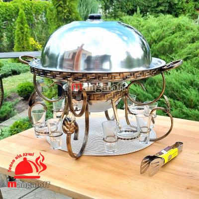 Садж 45см с соусницами рюмками и щипцами